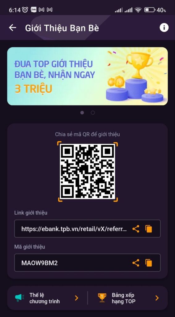 Mã giới thiệu TPBank