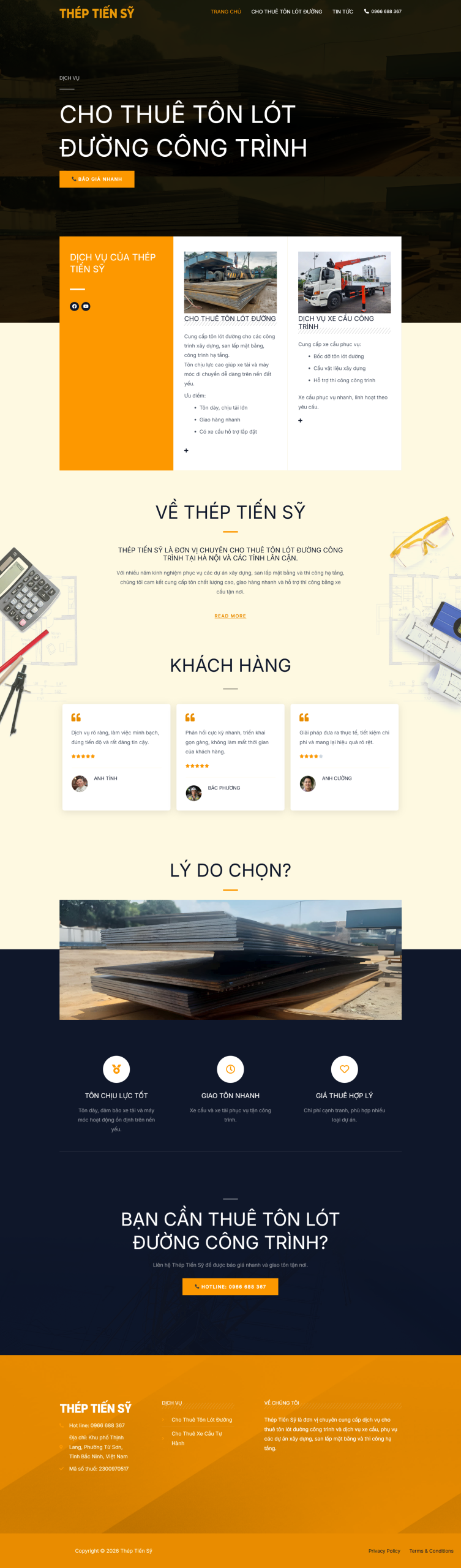 Thép Tiến Sỹ – Website và Google Ads cho thuê tôn lót đường 1 Website Thép Tiến Sỹ - cho thuê tôn lót đường công trình