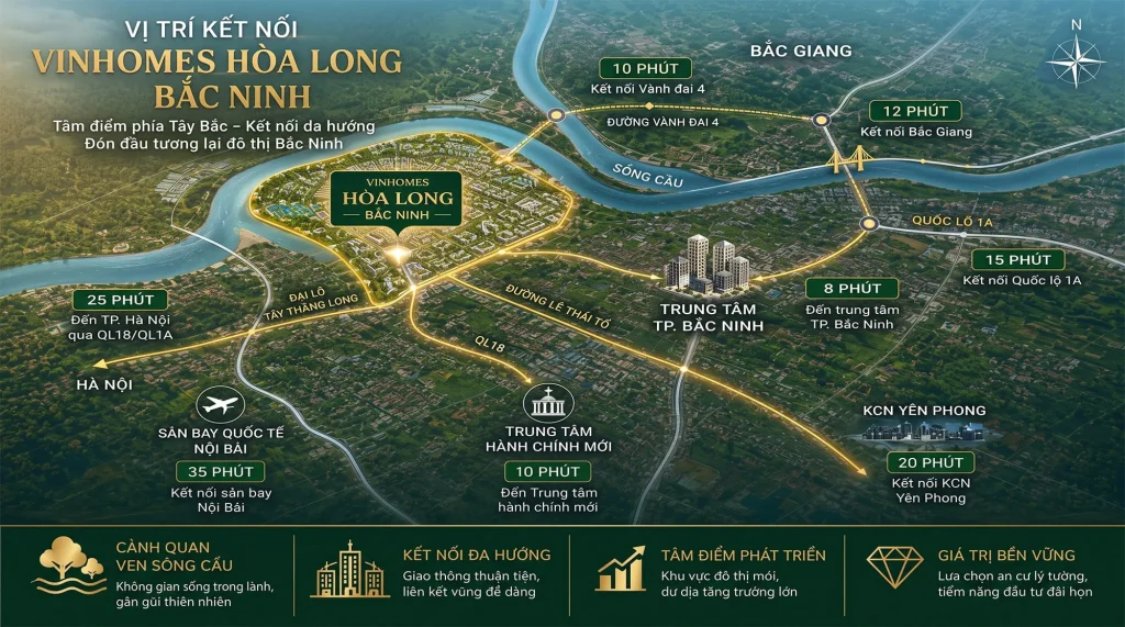 Vị trí Vinhomes King Park Bắc Ninh: Giá trị kết nối nhìn từ người mua 2 Bản đồ vị trí và kết nối King Park Bắc Ninh