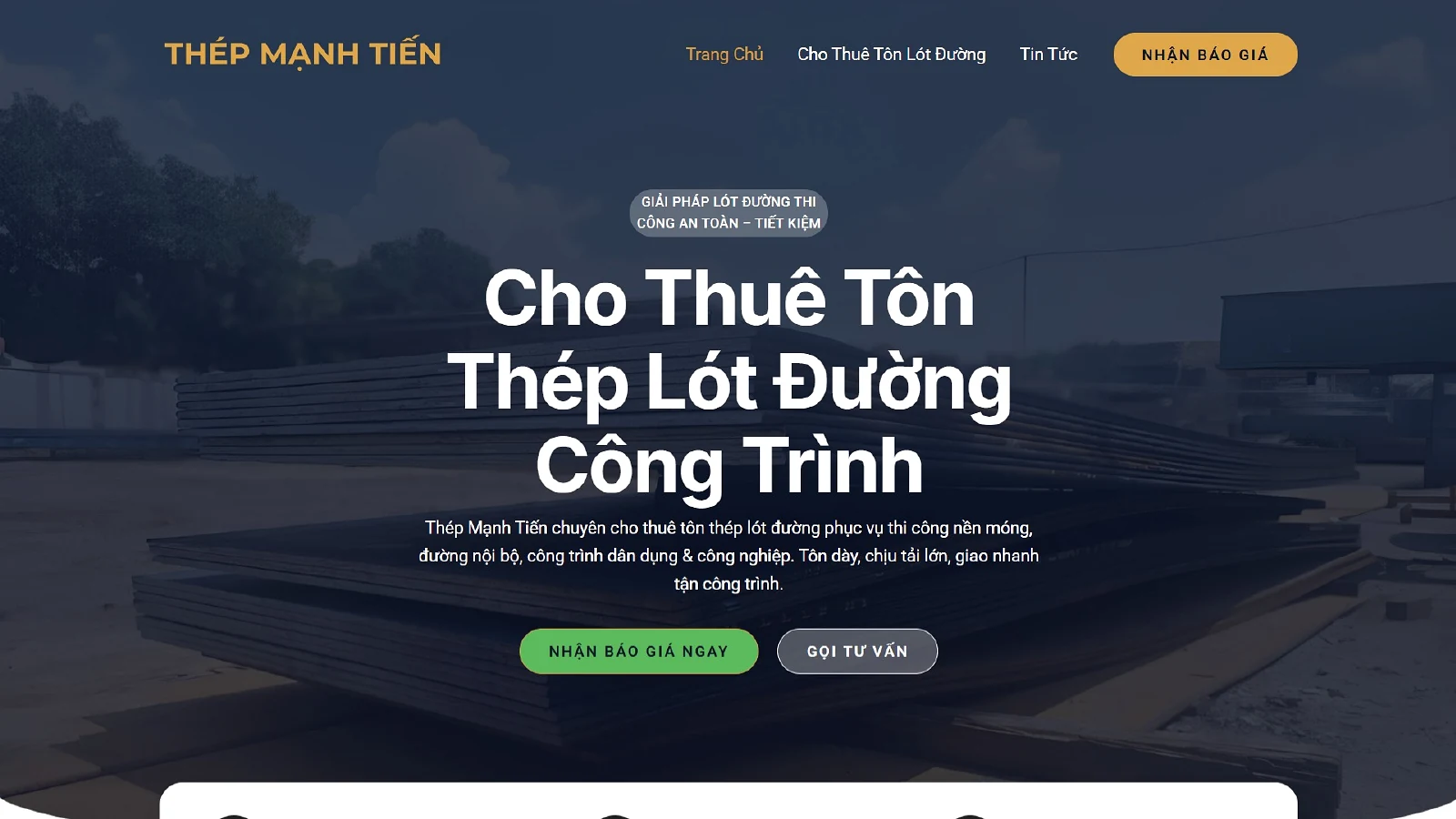 Thép Mạnh Tiến – Website và Google Ads cho tôn lót đường 1 Website Thép Mạnh Tiến